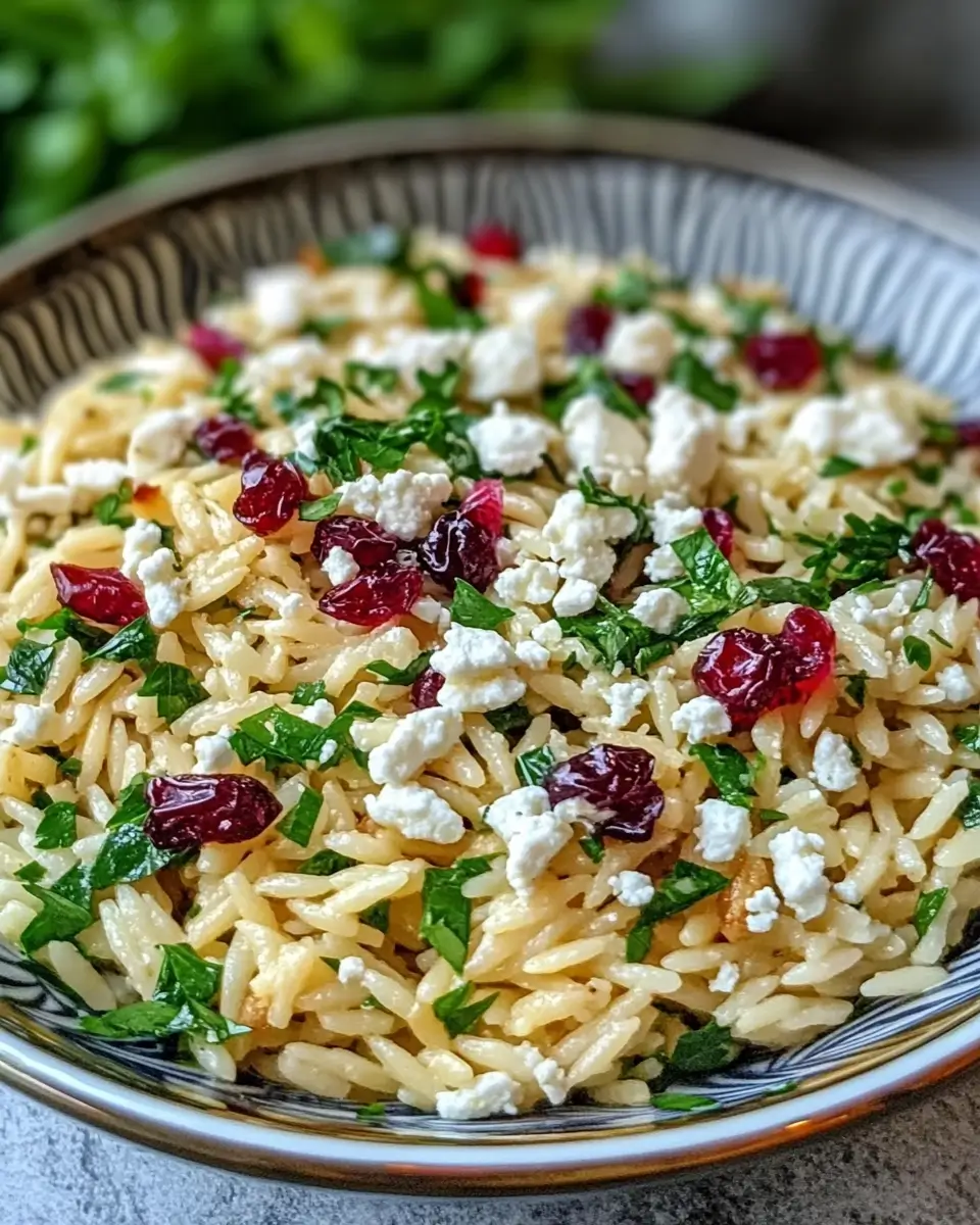 Flavorful Feta and Cranberry Orzo with Lemon Vinaigrette 1 Feta and Cranberry Orzo with Lemon Vinaigrette