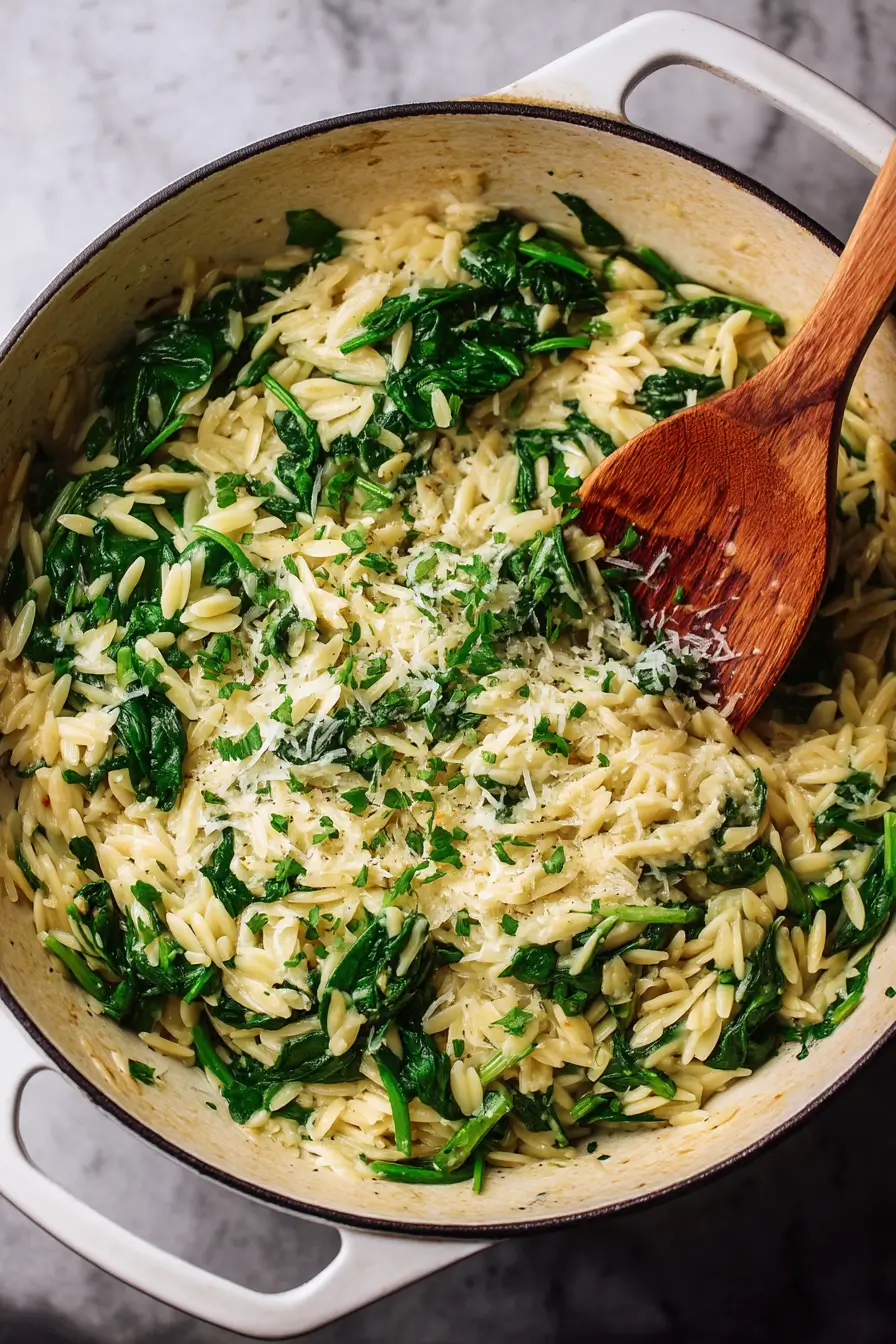 Parmesan Spinach Orzo