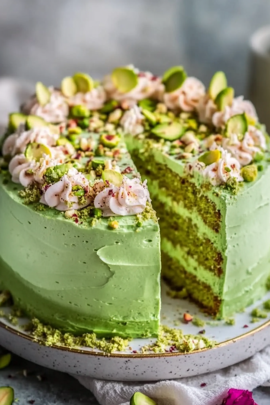 Elegant Pistachio Cream Cake Delight: A Delightful Treat for Your Senses 1 Pistachio Cream Cake