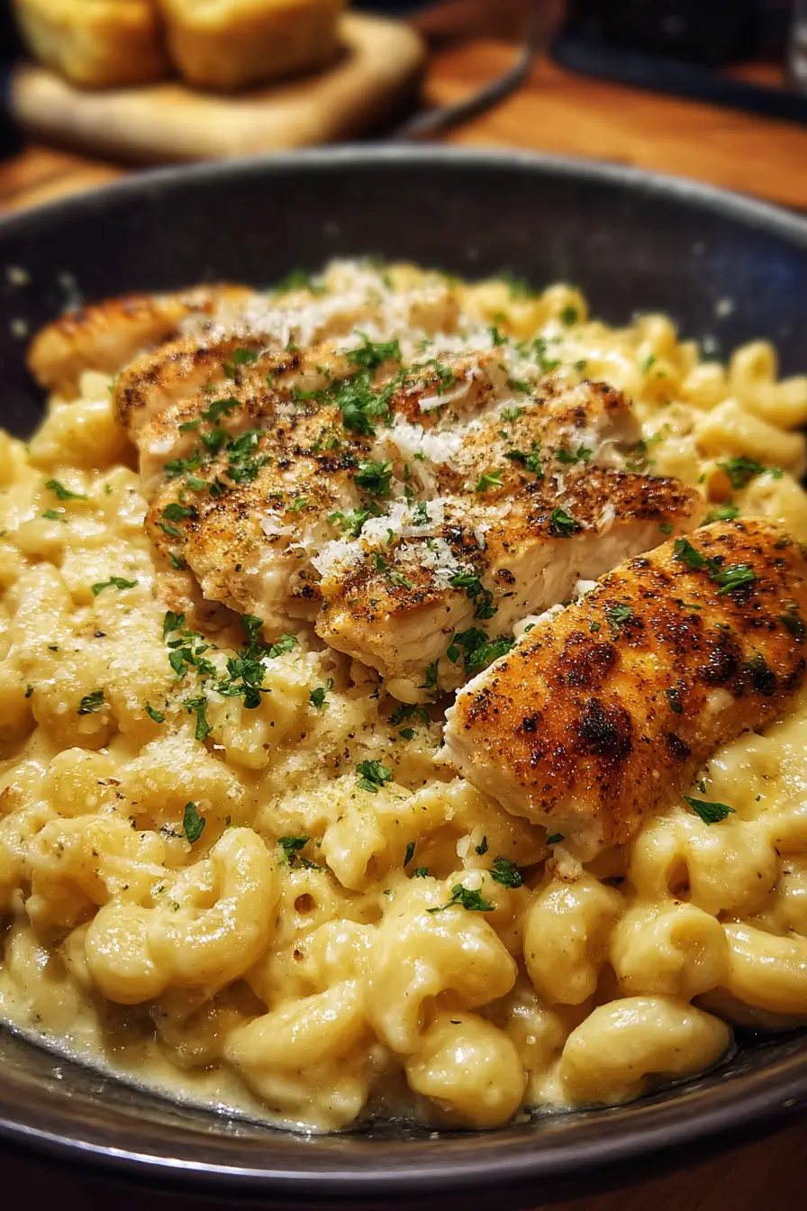 Parmesan Garlic Chicken Mac and Cheese
