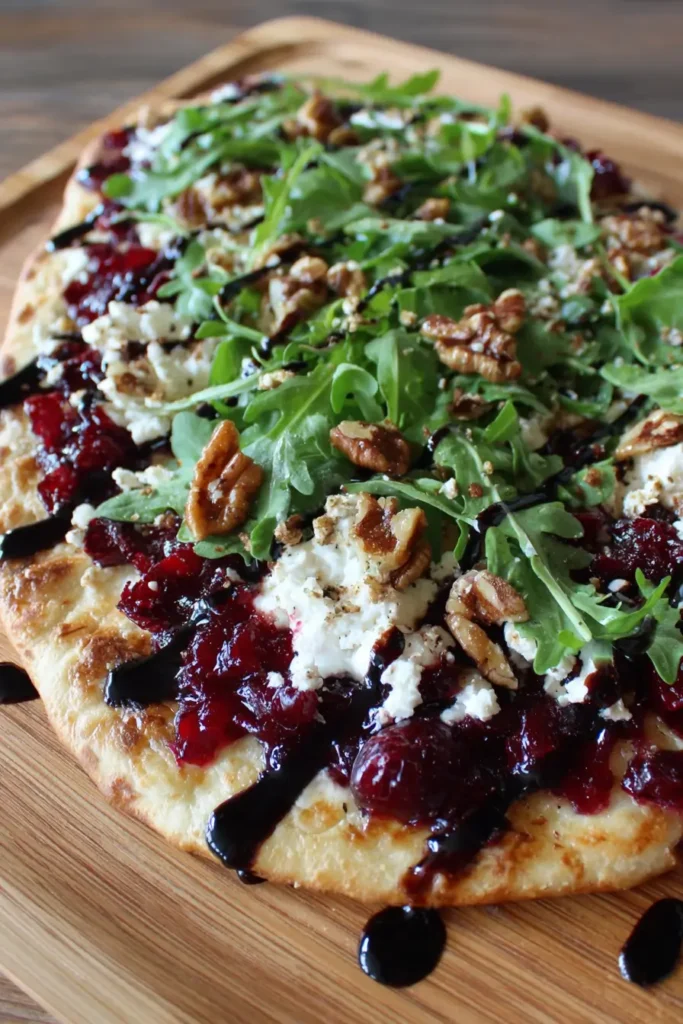 Easy Cranberry Balsamic Flatbread with Goat Cheese & Arugula – 20-Minute 4 Cranberry Balsamic Flatbread with Goat Cheese & Arugula Recipe