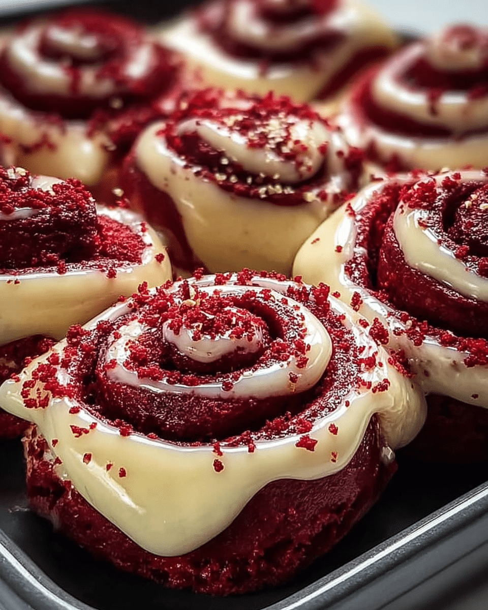 Heavenly Red Velvet Cinnamon Rolls: Melt-in-Your-Mouth Magic! 1 Craving an irresistible twist on classic cinnamon rolls? Our Heavenly Red Velvet Cinnamon Rolls deliver mouthwatering magic that'll make your taste buds dance! Discover now.