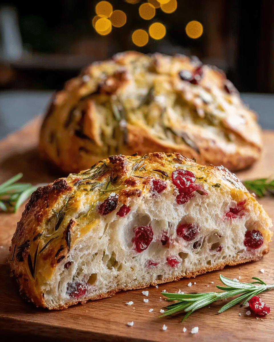 No-Knead Rosemary Cranberry Bread: Rustic Magic!