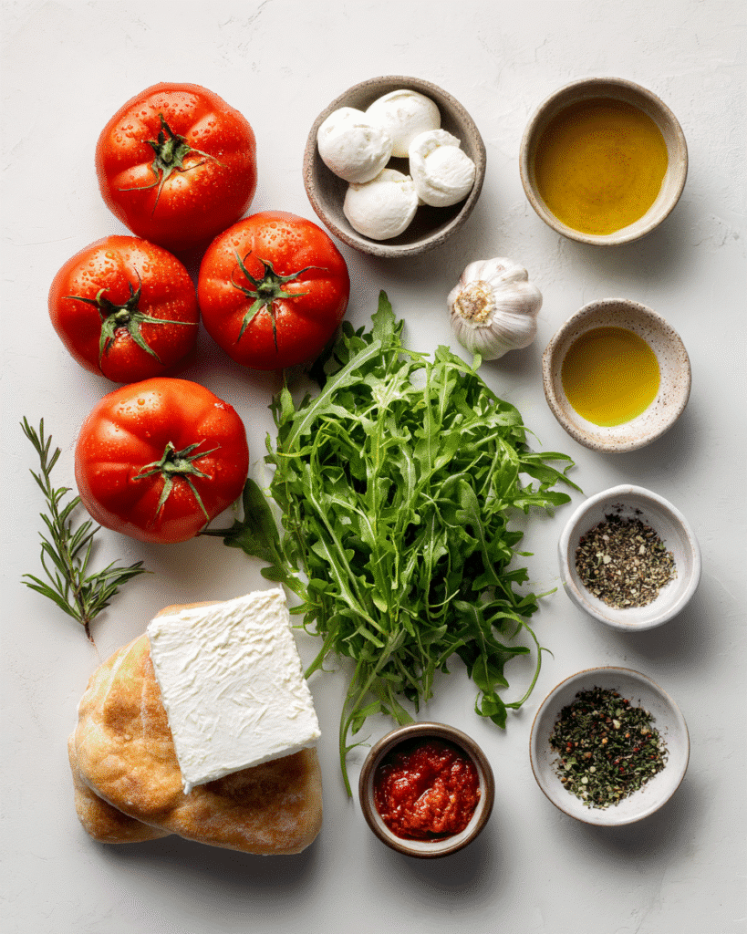 Craving a gourmet veggie flatbread that'll impress? Our Roasted Tomato & Goat Cheese Flatbread with Pesto & Arugula delivers restaurant-quality flavor in minutes. Discover now!