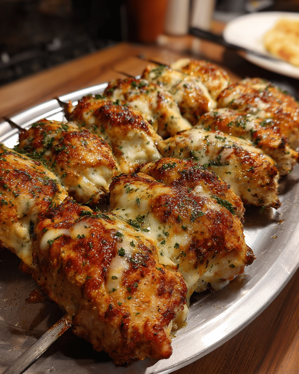 Garlic Mozzarella Chicken Bomb Skewers: Best Grilled Recipe Ever