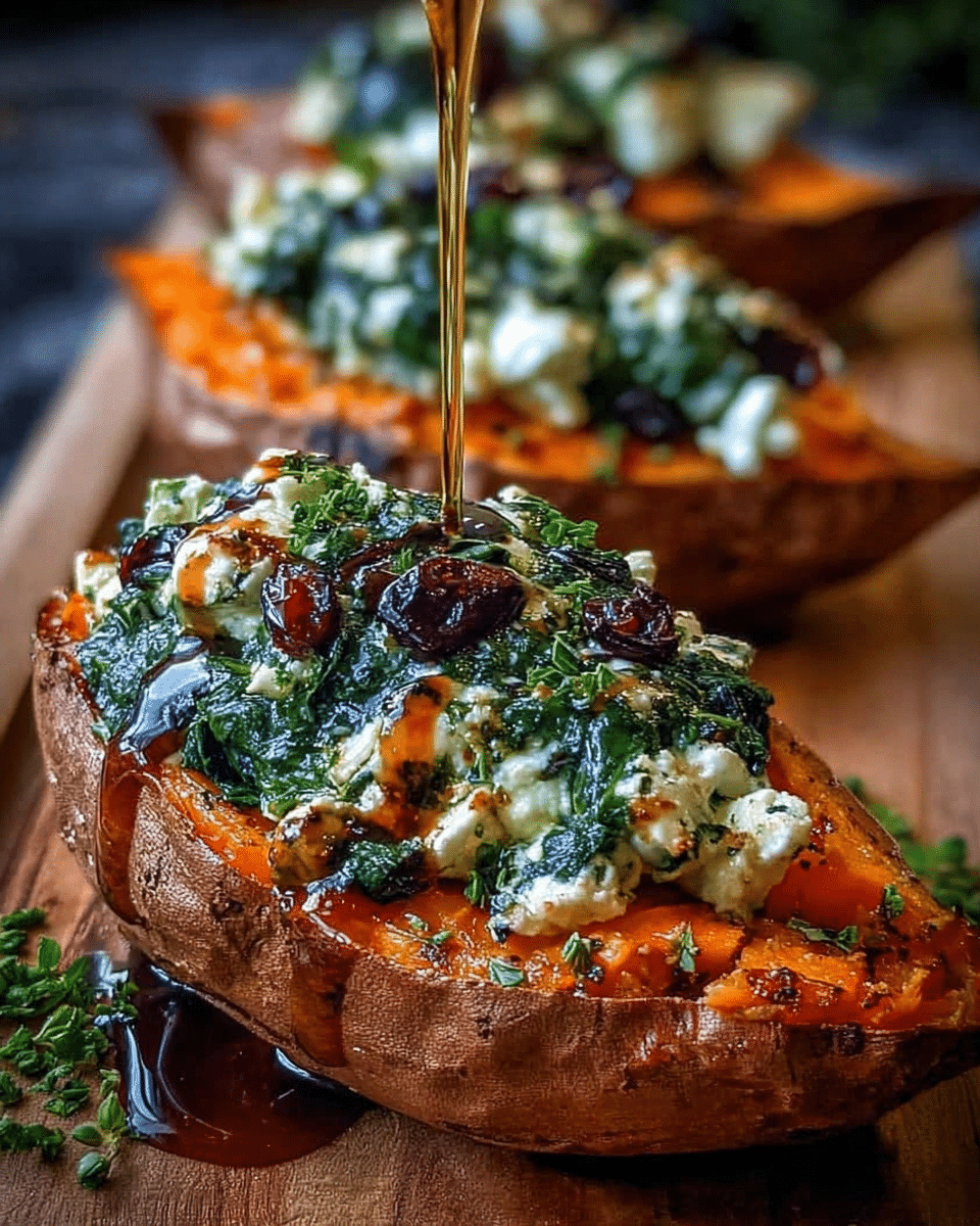 Spinach Ricotta Sweet Potatoes: Best Herb-Drizzled Comfort Meal!