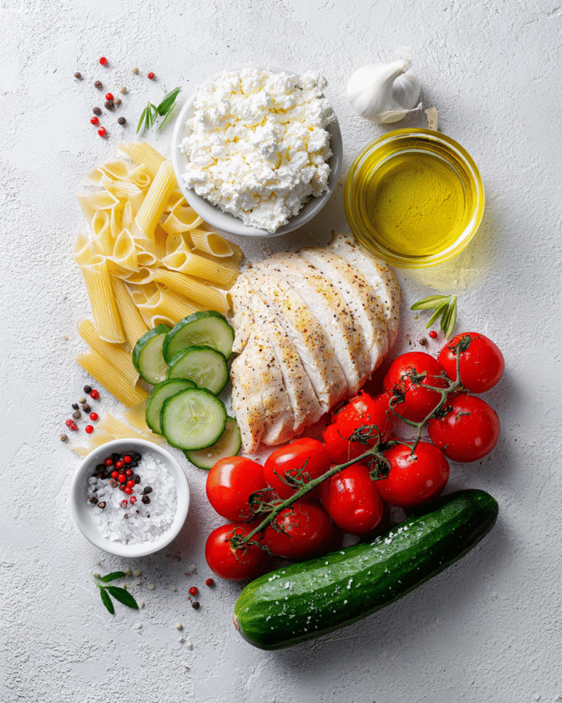 Craving a protein packed summer dish? This Cottage Cheese Chicken Pasta Salad is creamy, refreshing and perfect for quick lunches or potlucks. Learn how to make it today!