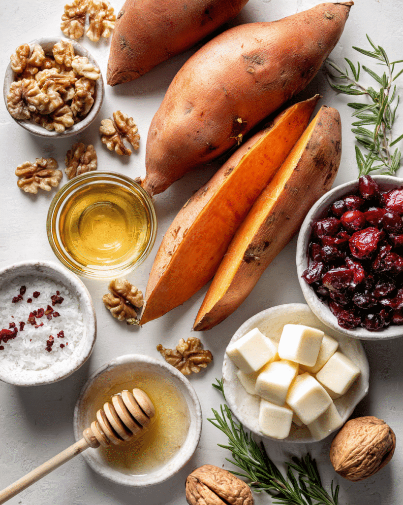 Craving a show-stopping appetizer that'll wow your guests? Dive into these irresistible Sweet Potato Rounds with Brie, Cranberries & Toasted Walnuts featuring a hot honey drizzle. Learn now!