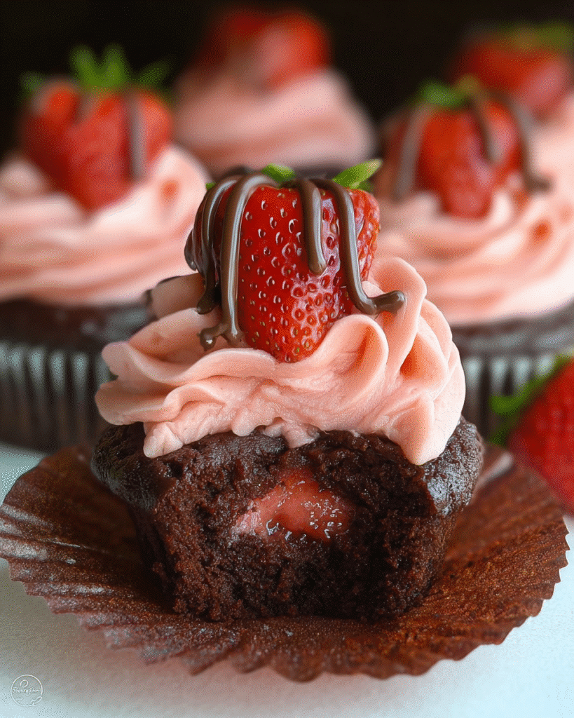 Chocolate Strawberry Cupcakes: Irresistibly Sweet Treats! 6 Chocolate Strawberry Cupcakes: Irresistibly Sweet Treats!