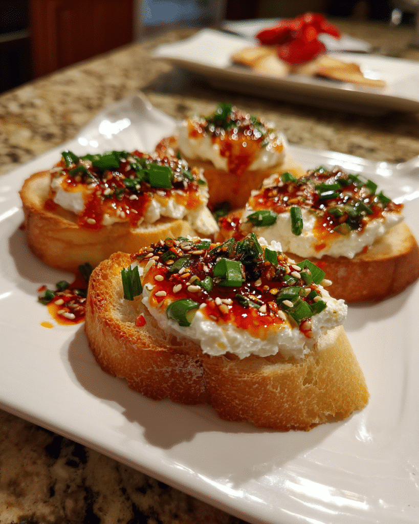 Tasty Sweet and Spicy Whipped Feta Crostini Youll Love Now