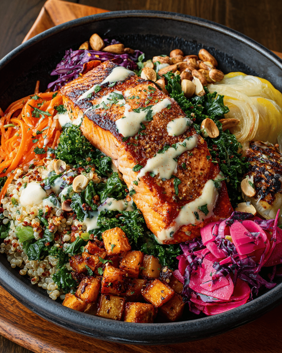 Tired of boring weeknight dinners? Learn how a nutritious Salmon Buddha Bowl can revolutionize your meal prep with easy, delicious, and healthy recipes in minutes.