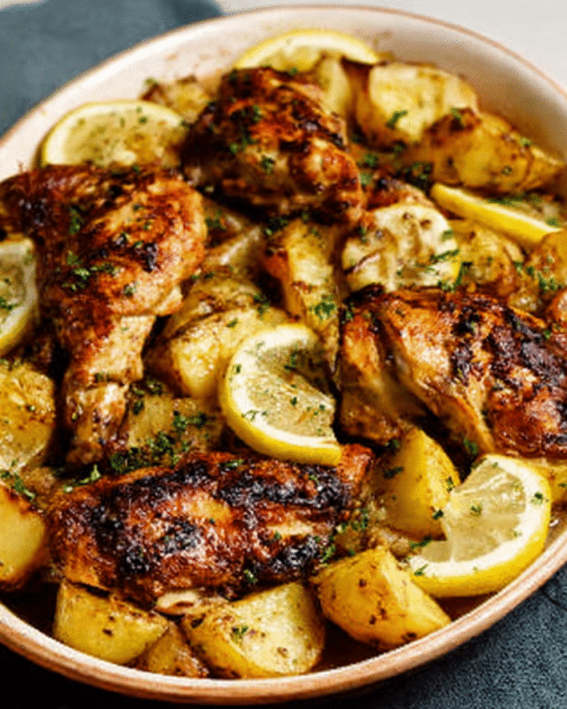 Greek Lemon Potatoes & Chicken: A Mediterranean Feast in One Pan