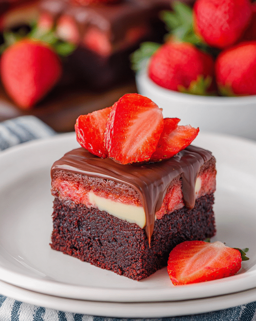 Strawberry Brownies: Divine White Chocolate Ganache Magic