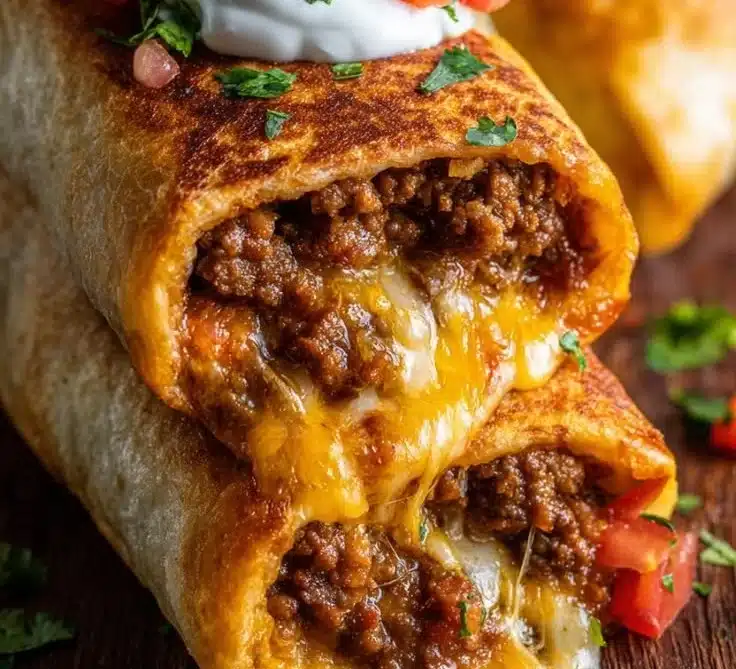 Beef and Cheese Chimichangas 4 Beef and Cheese Chimichangas