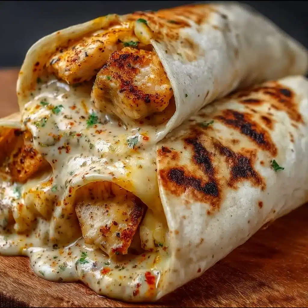 Delicious cheesy garlic chicken wraps ready to enjoy for a quick meal.