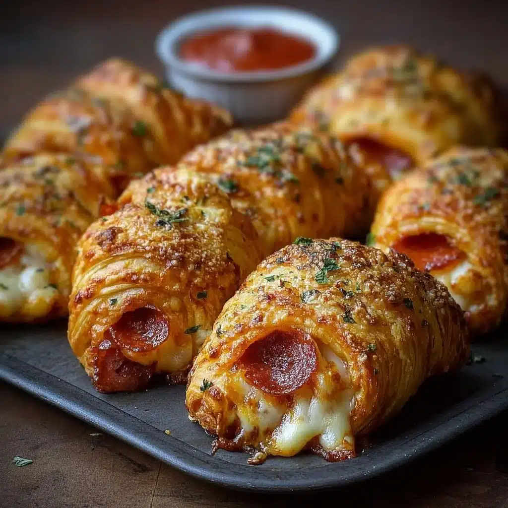 Cheesy pepperoni croissant rolls baked golden brown and ready to serve.