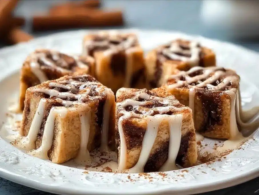 Cinnamon Roll Fudge 3 Delicious homemade Cinnamon Roll Fudge sliced on a plate