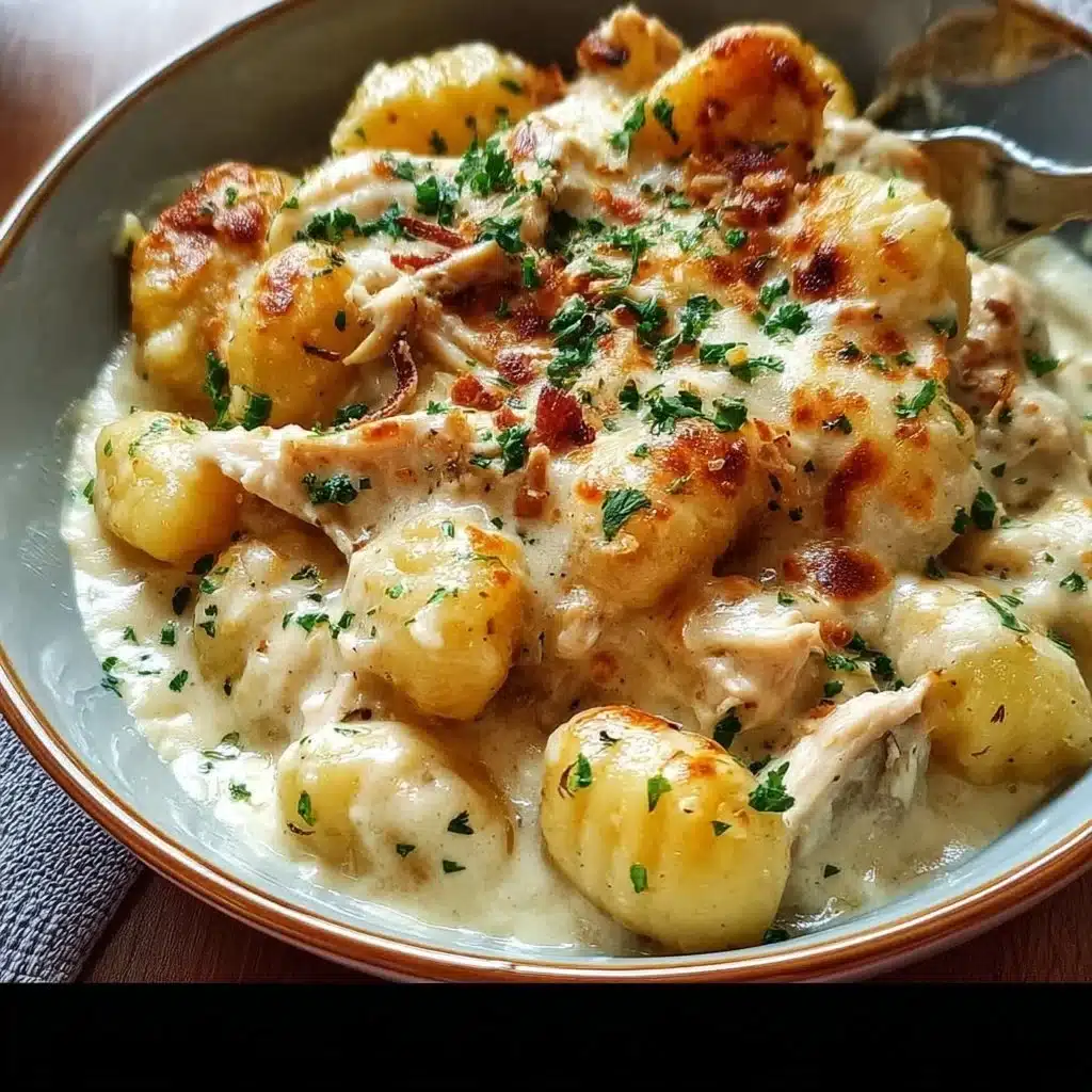 Creamy Crack Chicken Gnocchi dish garnished with herbs in a bowl.