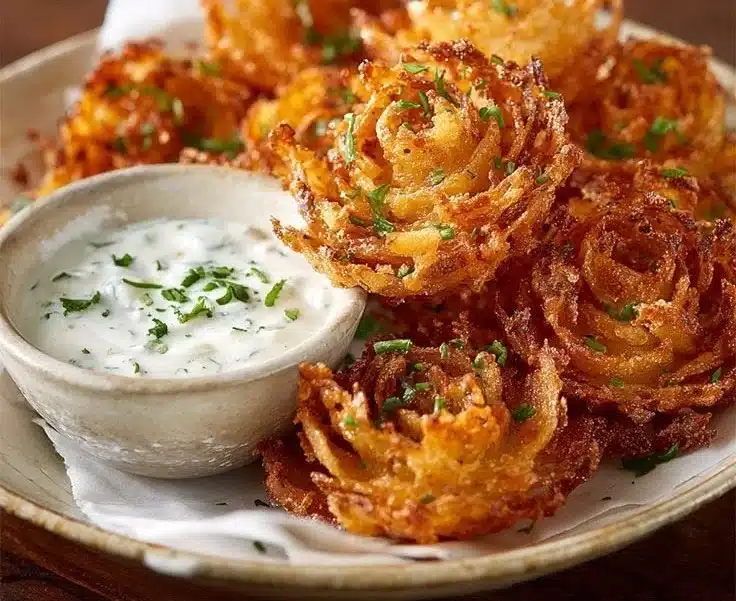 Crispy Mini Bloomin' Onions with Creamy Buttermilk Ranch Dip