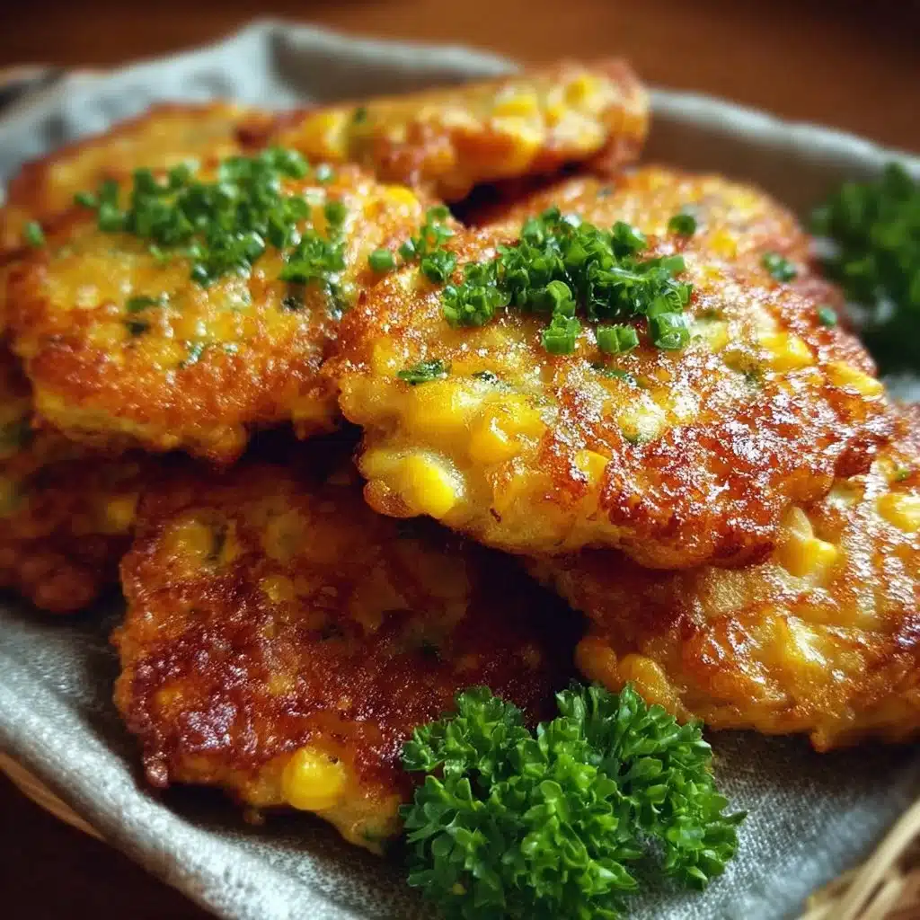 Delicious cheesy corn fritters served with dipping sauce on a plate