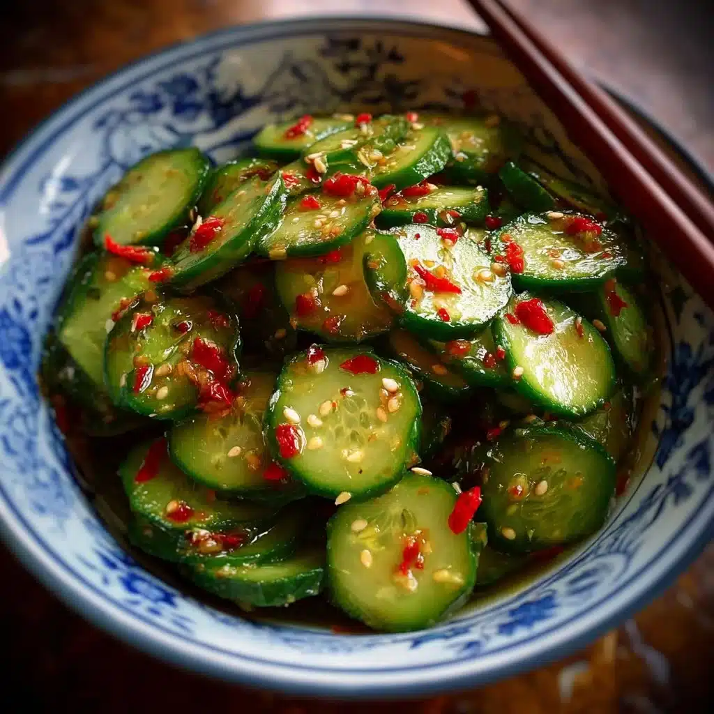 Bowl of easy Asian cucumber salad with vibrant vegetables and dressing