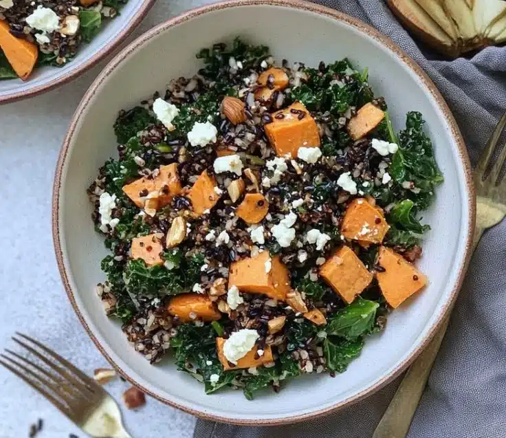Easy Kale & Sweet Potato Wild Rice Bowl 3 Delicious kale sweet potato wild rice bowl with vibrant vegetables