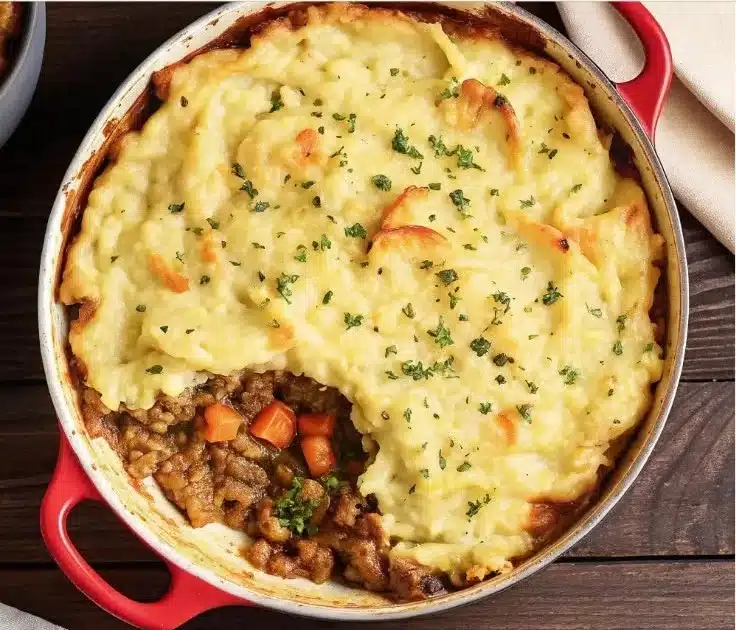Delicious Gardener’s Pie made with fresh vegetables and herbs.