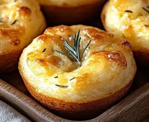 Golden Crust Garlic Rosemary Focaccia Muffins 4 Golden Crust Garlic Rosemary Focaccia Muffins