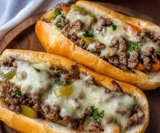 Ground Beef Philly Cheesesteaks