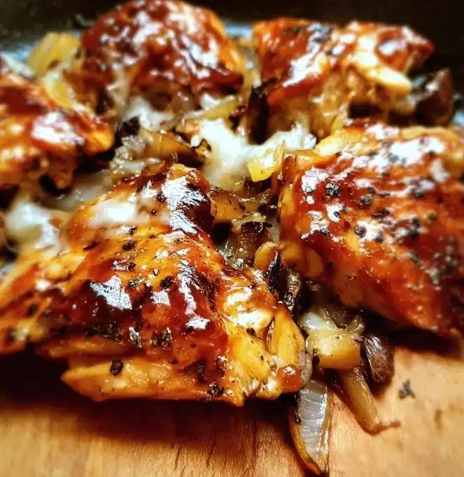Delicious low carb BBQ chicken thighs ready to be served on a plate