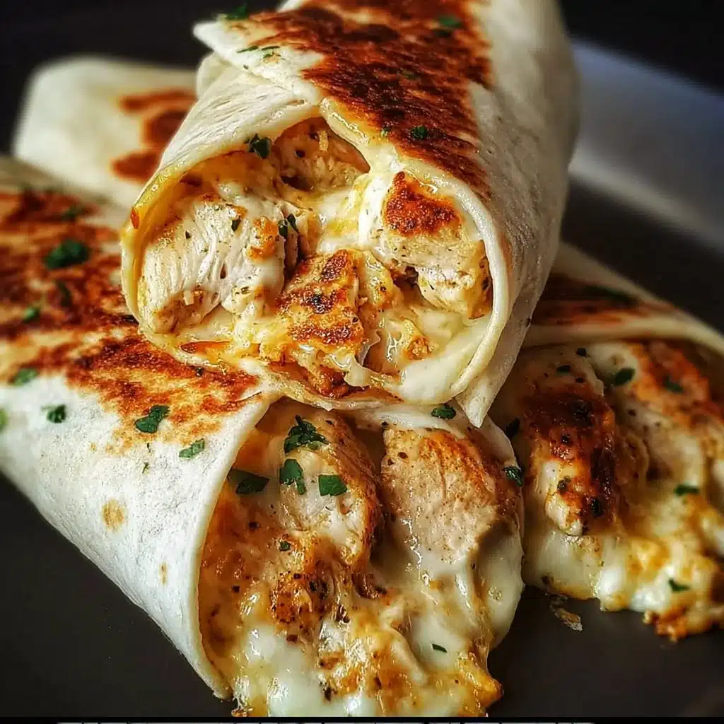 Low carb cheesy garlic chicken wraps garnished with fresh herbs