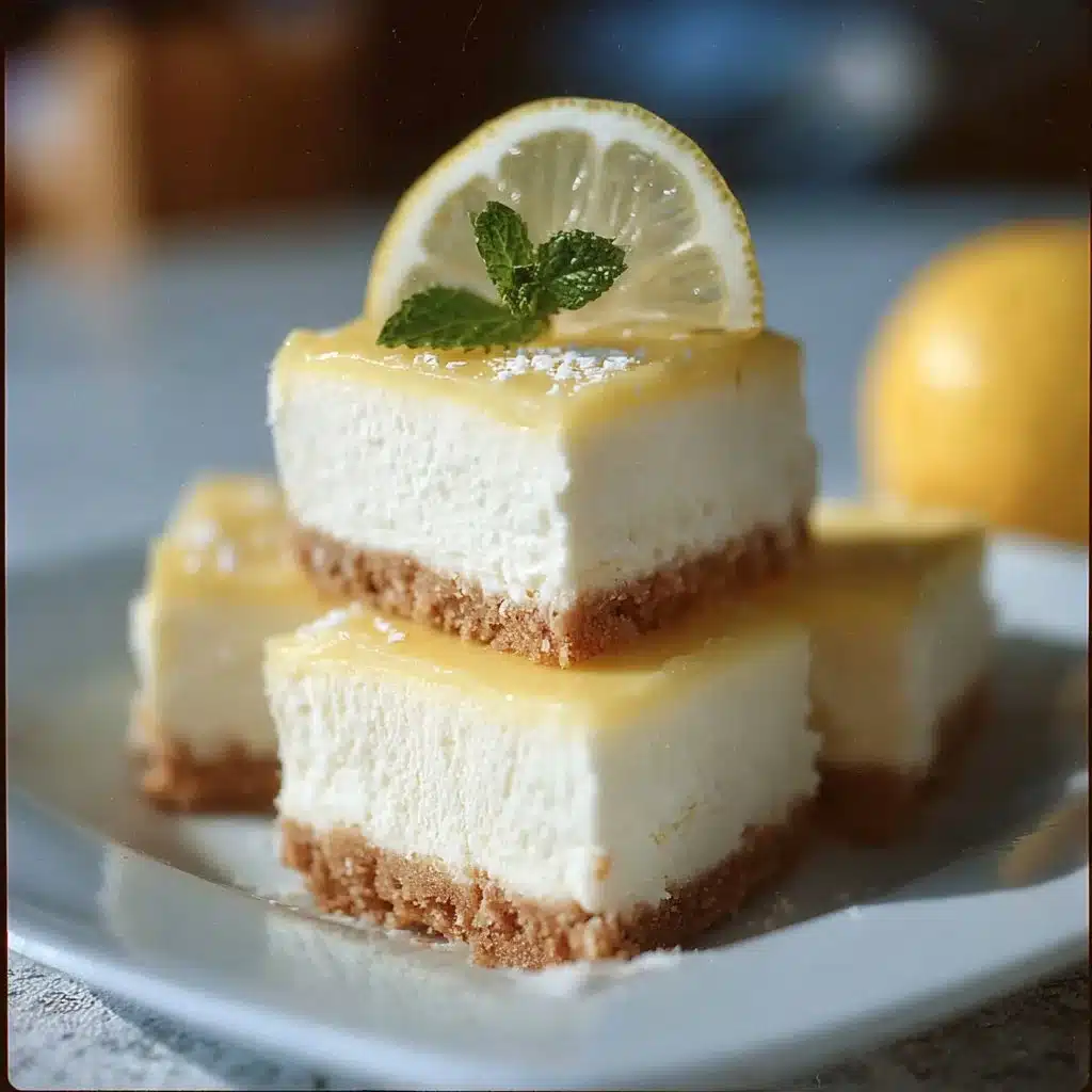 No Bake Lemon Cheesecake Bars with a creamy lemon topping and a graham cracker crust