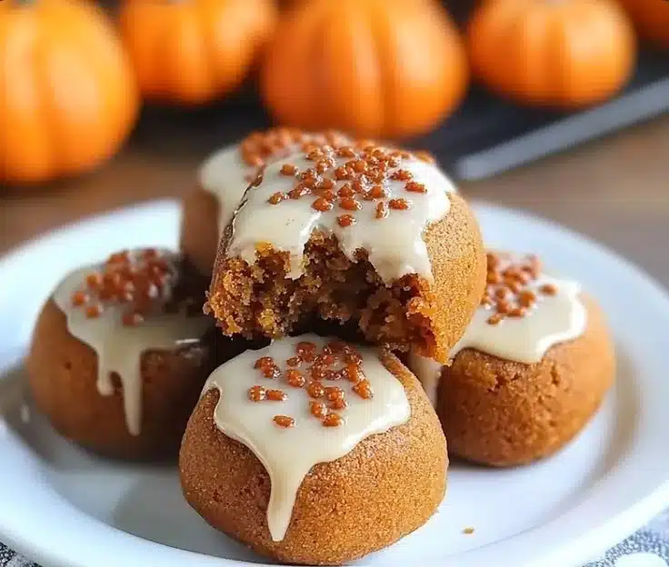 Healthy pumpkin pie energy bites with spices and nuts on a wooden table