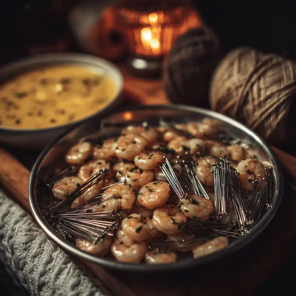 A delicious bowl of shrimp curry garnished with fresh herbs and served with rice.