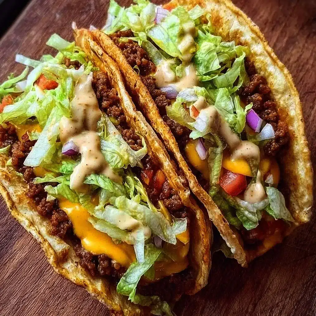 Delicious smash burger tacos with toppings and a side of salsa.