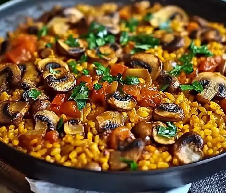 Vegan Paella with Mixed Mushrooms