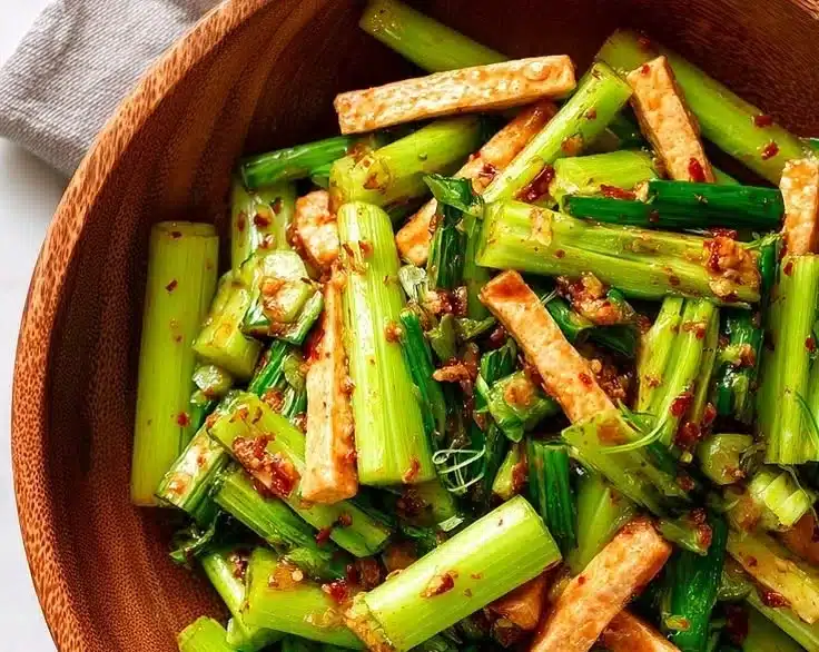 Fresh Asian Celery Salad with vibrant vegetables and delicious dressing