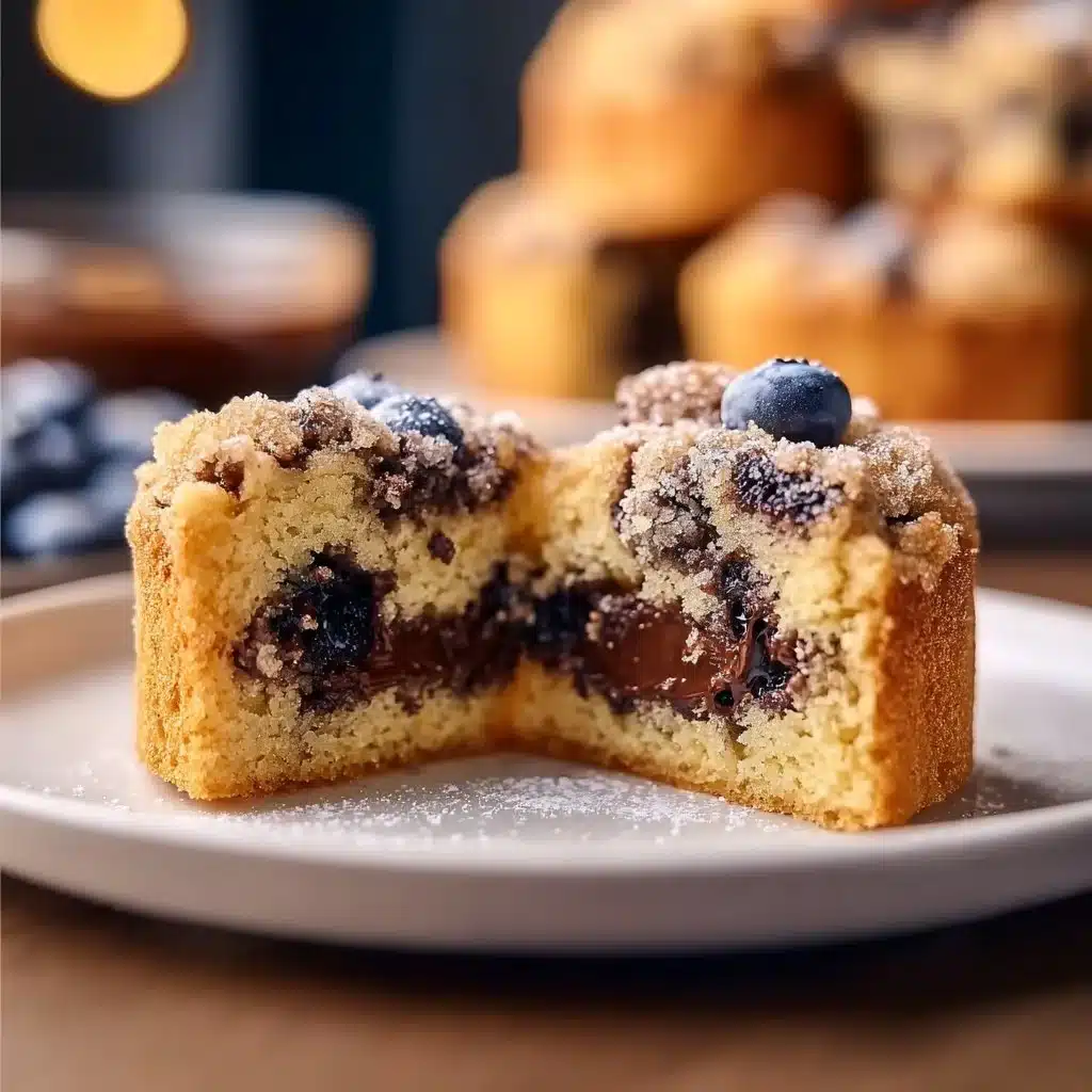 Delicious Blueberry Streusel Coffee Cake with a crunchy topping and fresh blueberries.