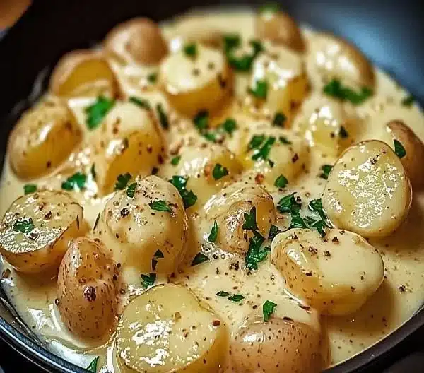Creamy Garlic Sauce Baby Potatoes