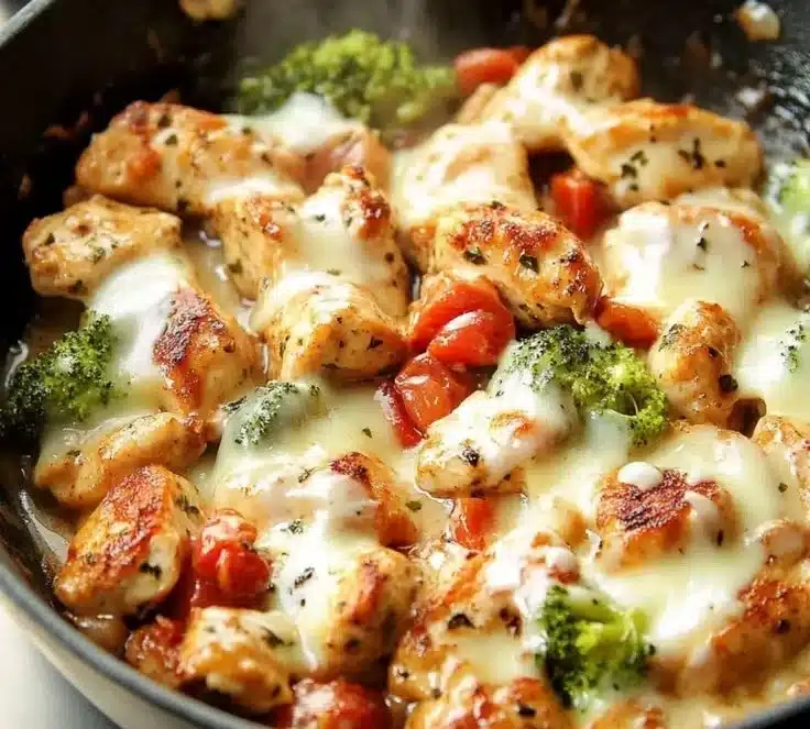 Creamy low-carb Tuscan chicken served on a plate with vegetables