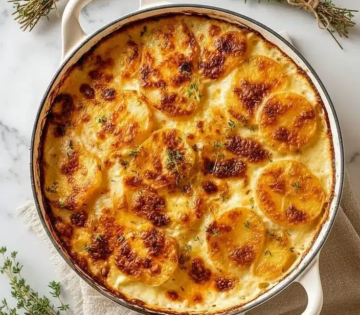 Easy Cast Iron Skillet Scalloped Potatoes
