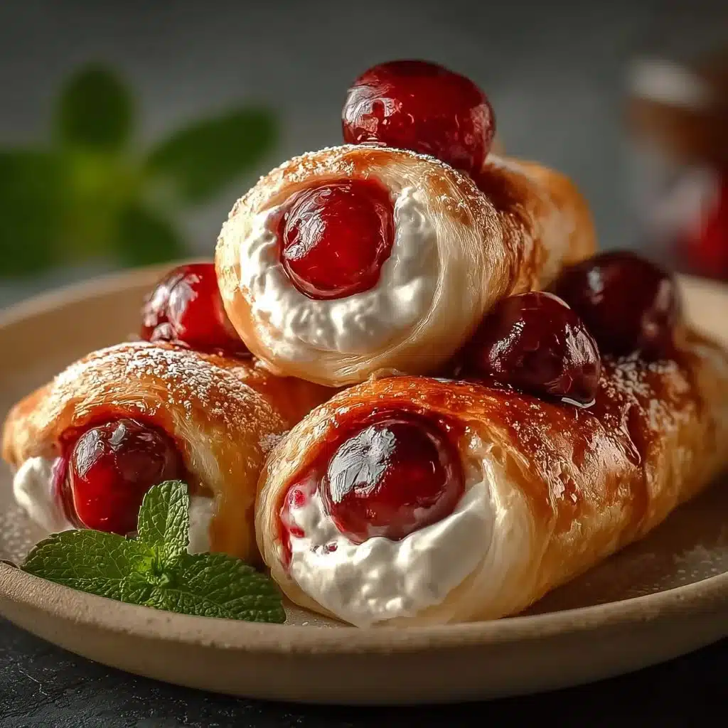 Easy cherry pie wraps recipe with fresh cherries and pastry.