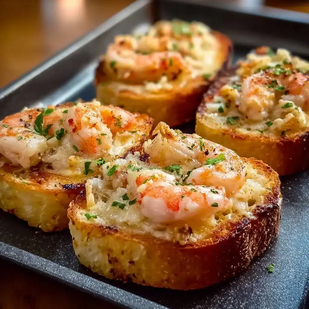Easy Seafood Garlic Toast 🧄🦐 3 Delicious seafood garlic toast topped with shrimp and herbs