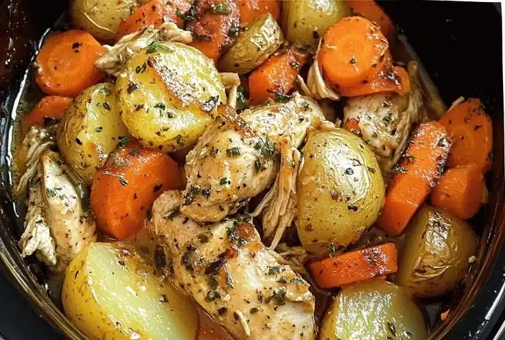 Delicious garlic butter chicken cooked in Crockpot with aromatic spices.