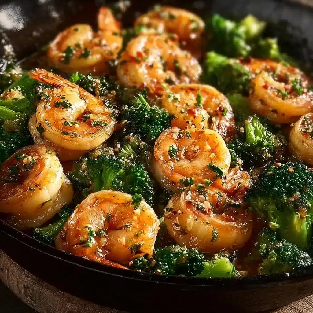 Delicious garlic butter shrimp skillet served with herbs