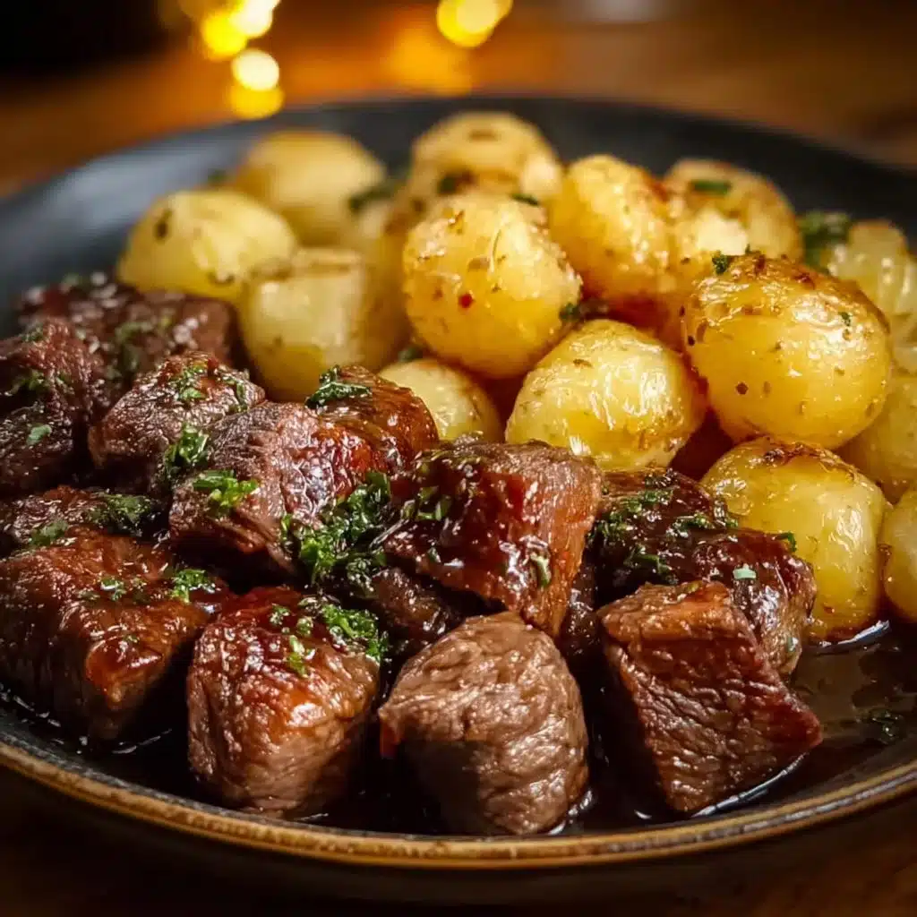 Delicious Garlic Butter Steak served with hearty potatoes