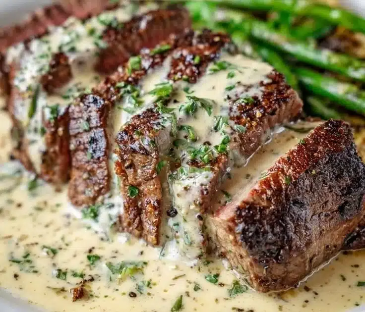Garlic Butter Steak With Parmesan Cream Sauce