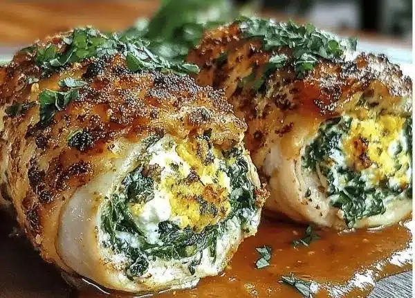 Herbed Ricotta Stuffed Chicken Rolls