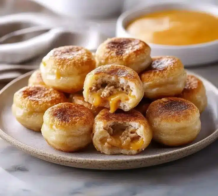 Mini McGriddle Bites to Savor 3 Delicious Mini McGriddle Bites served on a plate for breakfast enjoyment