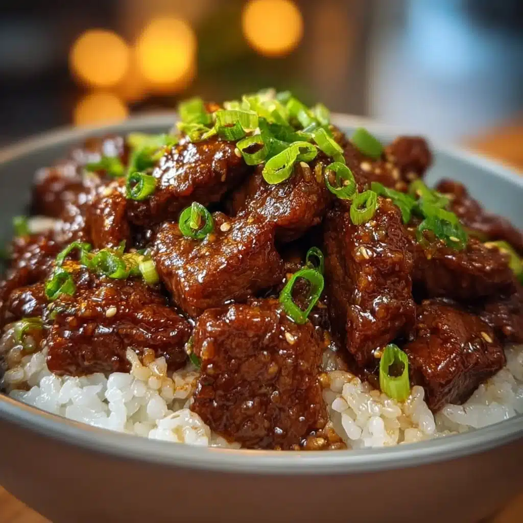 Delicious homemade Mongolian beef served with chopsticks